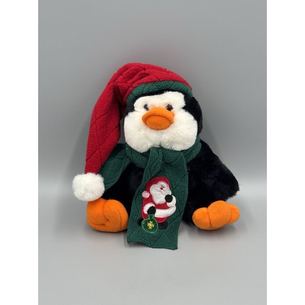 Penguin Santa Scarf Hat Sitting Plush 10" Stuffed Animal TB Trading Co